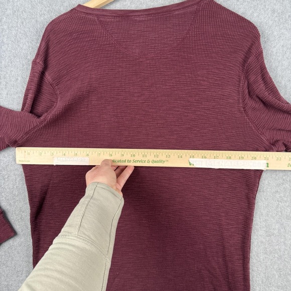 Sonoma Shirt Mens Large Burgundy Red Henley Waffle Knit Long Sleeve Thermal - Picture 6 of 8